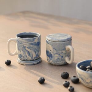 ellementry earth ceramic mug set of 2 (150 ml each), stylish ceramic mug for coffee, tea & milk, dishwasher safe trendy everyday use coffee cup for office, home & travel, perfect for birthday gift
